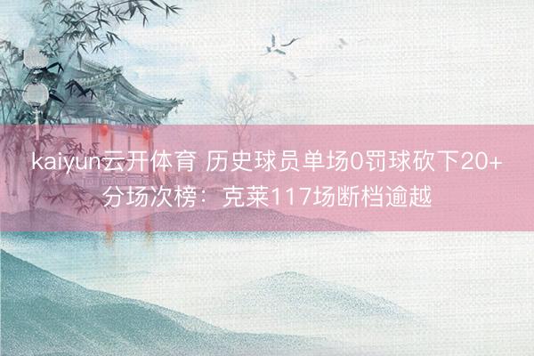 kaiyun云开体育 历史球员单场0罚球砍下20+分场次榜：克莱117场断档逾越
