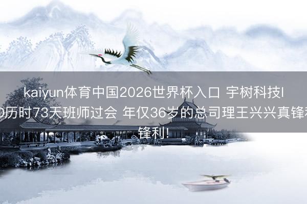 kaiyun体育中国2026世界杯入口 宇树科技IPO历时73天班师过会 年仅36岁的总司理王兴兴真锋利!