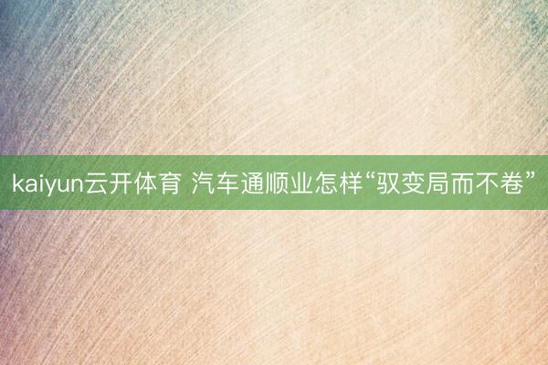 kaiyun云开体育 汽车通顺业怎样“驭变局而不卷”
