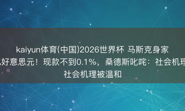 kaiyun体育(中国)2026世界杯 马斯克身家1.1万亿好意思元！现款不到0.1%，桑德斯叱咤：社会机理被温和